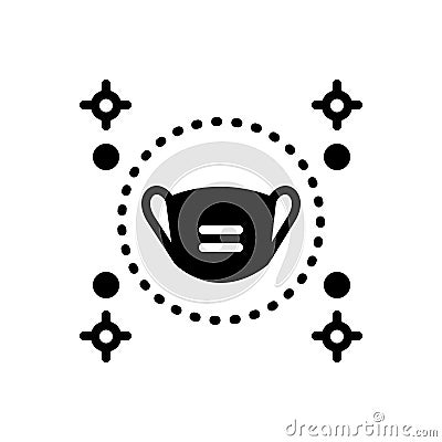 Black solid icon for Preserve, mask and conserve Vector Illustration