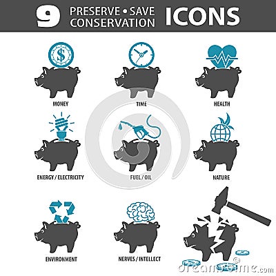 Preserve Save Icons Vector Illustration