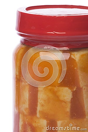 Preserved Bottled Beancurd Isolated Stock Photo