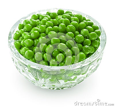 Preserved peas in crystal bowl Stock Photo