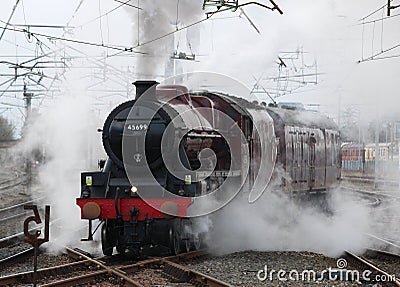 Preserved steam locomotive Galatea at Carnforth Editorial Stock Photo