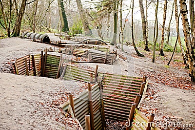 WW1 trenches at Sanctuary Wood, Ypres, Belgium. Stock Photo