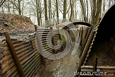 WW1 trenches at Sanctuary Wood, Ypres, Belgium. Editorial Stock Photo