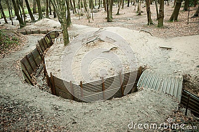 WW1 trenches at Sanctuary Wood, Ypres, Belgium. Stock Photo