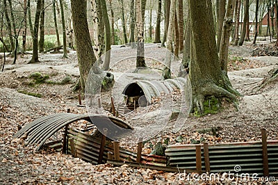 WW1 trenches at Sanctuary Wood, Ypres, Belgium. Stock Photo