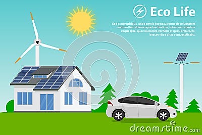 Preserving the environment and using renewable energy sources Vector Illustration