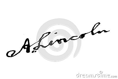 President Abraham Lincoln Signature Editorial Stock Photo