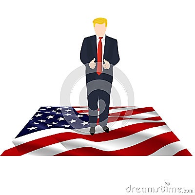 President of America on the flag Vector Illustration