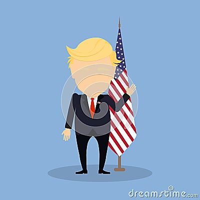 president with american flag. Vector Illustration