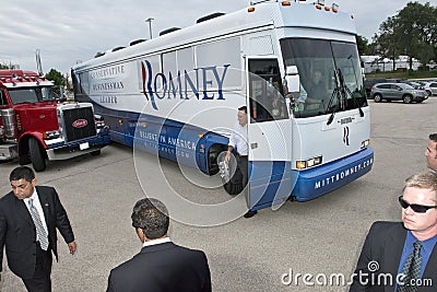 President Candidate Mitt Romney Campaign Bus Editorial Stock Photo