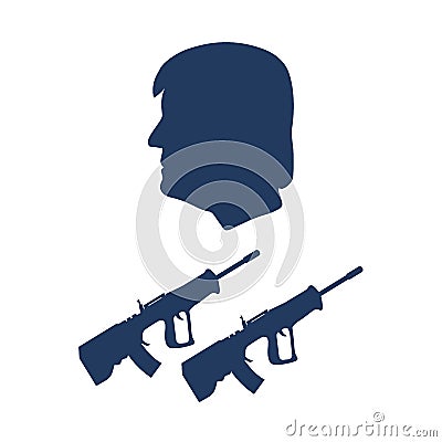 President Donald Trump and rifles. Vector Illustration