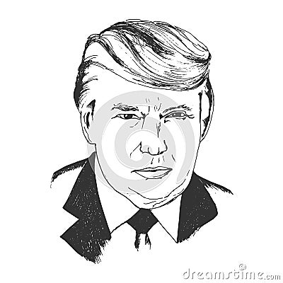 Vector illustration of President Donald Trump in sketch style Vector Illustration