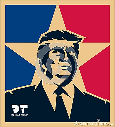 President Donald Trump vector isolated portrait illustration Vector Illustration