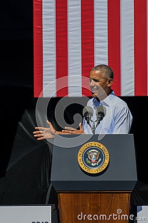 President Obama speaks at 20th Annual Lake Tahoe Summit 21 Editorial Stock Photo