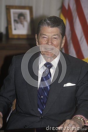 President Reagan presents an introduction for the Horatio Alger Association Editorial Stock Photo