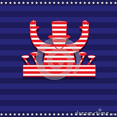 President s Day illustration, vector flat silhouette, logo for design, label, flag, star, red, blue, white Vector Illustration