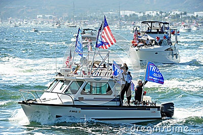 President Trump Boat Parade in San Diego Bay, California, U.S.A.,November 01, 2020 Editorial Stock Photo