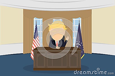 president in White House. Vector Illustration