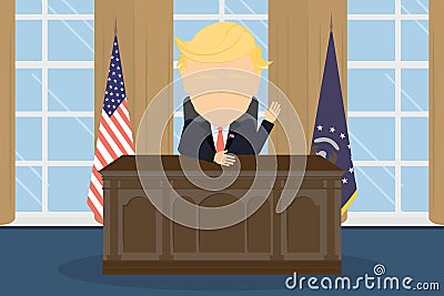 president in White House. Vector Illustration