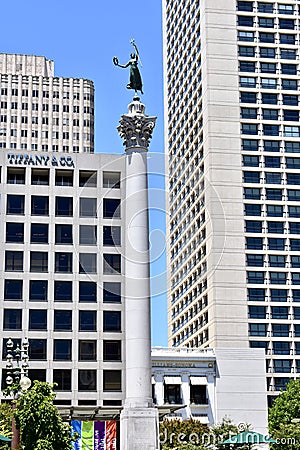 The triple famous Dewey Monument, 1. Editorial Stock Photo