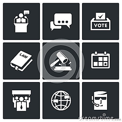 Presidential candidate and elections icons set. Vector Illustration. Stock Photo