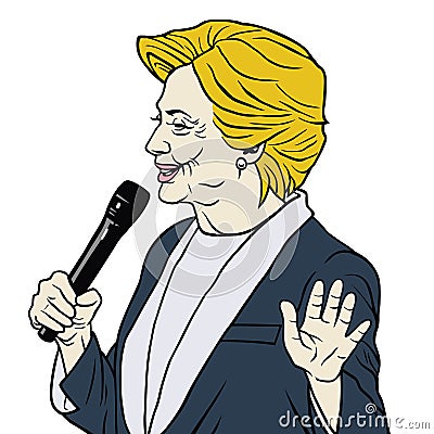 Presidential Candidate Hillary Clinton Cartoon Caricature Vector Illustration
