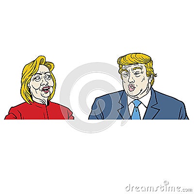 Presidential Candidates Debate, Hillary Clinton Versus Donald Trump Vector Illustration