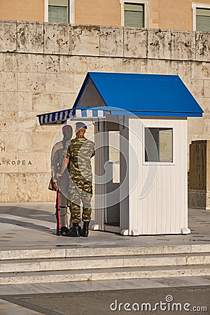 Presidential ceremonial guard Evzones, Syntagma square, Athens Editorial Stock Photo