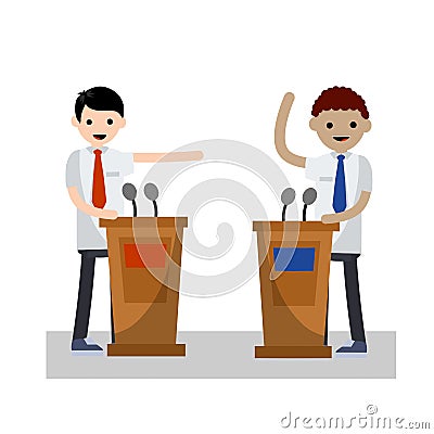 Presidential debate. Cartoon flat illustration Stock Photo