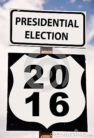 Presidential election 2016 on american roadsign Stock Photo