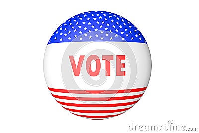 2020 presidential election badge concept illustration with vote written in the center, american flag design, Isolated on white Cartoon Illustration