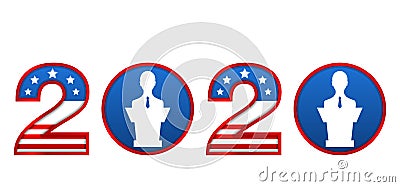 Presidential Election 0f USA 2020. Register to Vote, Voting Campaign Vector Illustration