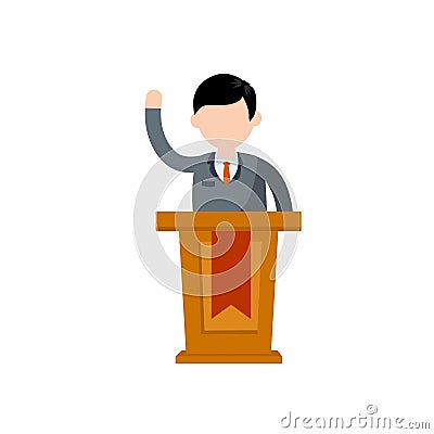 Presidential election. Man politician stand behind the podium Vector Illustration