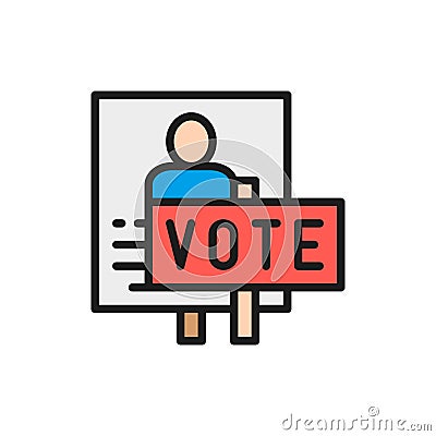 Presidential election poster, voting banners, demonstration color line icon. Vector Illustration