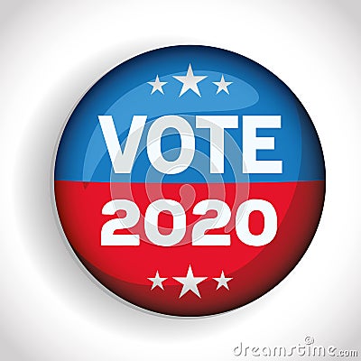 Presidential election usa vote 2020 button with stars vector design Vector Illustration