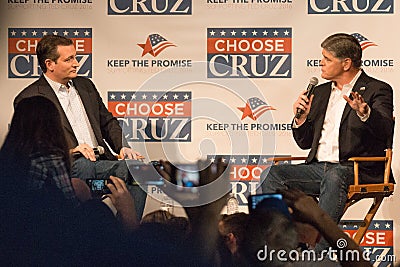 Presidential Hopeful Ted Cruz and Sean Hannity Editorial Stock Photo