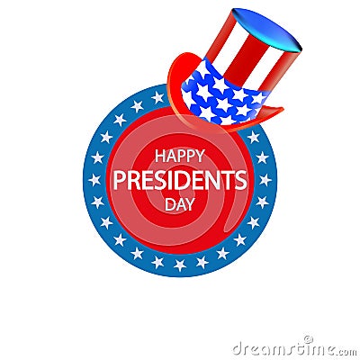 presidents day hat on circular banner Vector Illustration