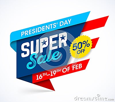 Presidents Day Super Sale banner Vector Illustration