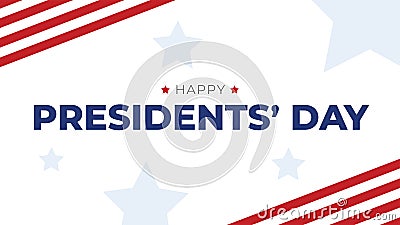 Happy Presidents` Day Typography with Patriotic Stars and Stripes Background Vector Illustration