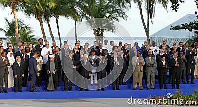 Presidents of Delegations pose for the official photograph in the 17th Summit of the Non-Aligned Movement Editorial Stock Photo