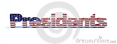 Presidents sign with american flag Cartoon Illustration