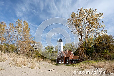 Presque Isle lighthouse, built in 1872 Stock Photo