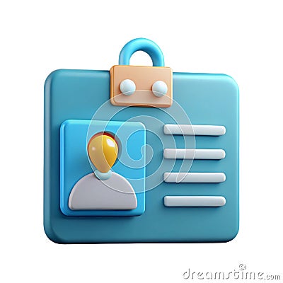 Press card 3D vector icon. Modern style sign for mobile concept and web design. Id card badge simple line vector icon. Identity Stock Photo