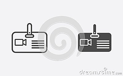 Press card outline and filled vector icon sign symbol Vector Illustration