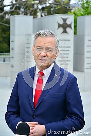 Press conference of the candidate for the office of the President of Poland Robert Biedron. Editorial Stock Photo