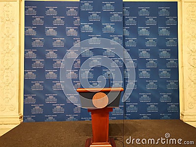 Press conference desk at The Chamber of Deputies Editorial Stock Photo