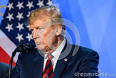 Press conference of Donald Trump, President of United States of America Editorial Stock Photo