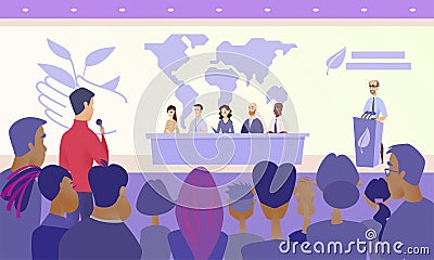 Press Conference on Eco Congress Vector Concept Vector Illustration
