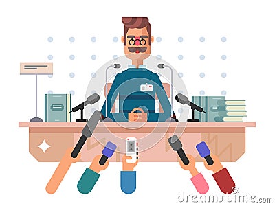 Press conference man Vector Illustration