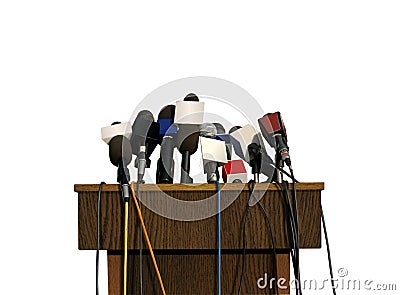 Press Conference Microphones Stock Photo